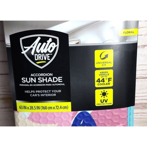 Auto Drive Accordion 63”x28.5” Universal Fit UV Protection Floral Car Sun Shade - Picture 8 of 16